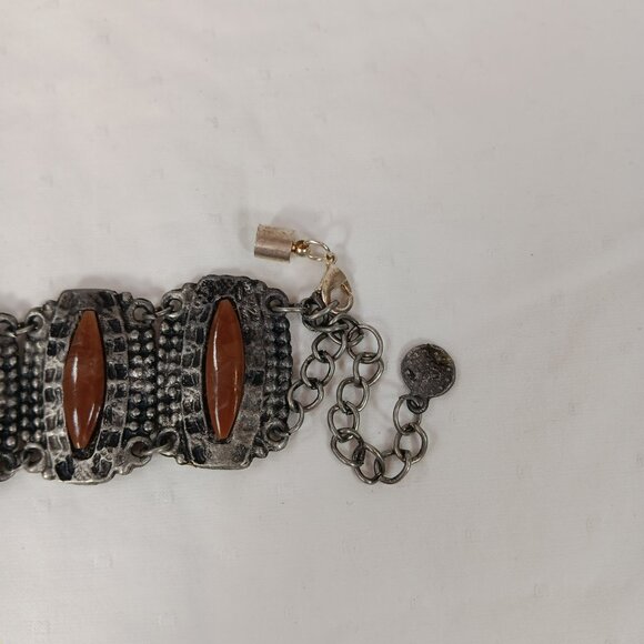 Metallic Bracelet Silver Tone Brown NWOT - Picture 6 of 11